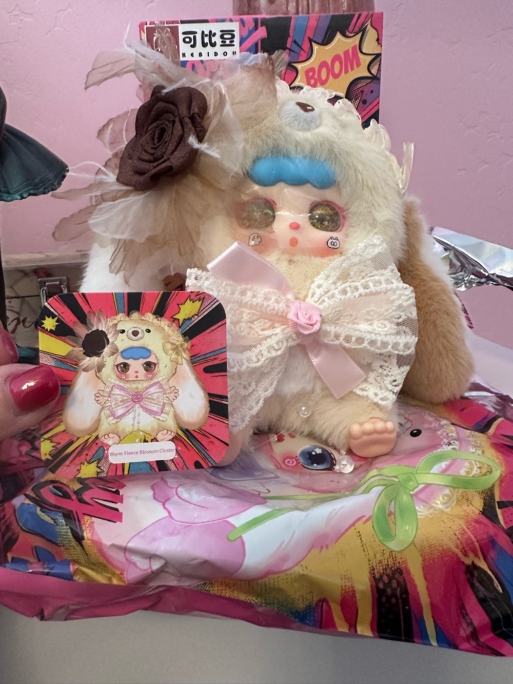 Kebidou Little Creamy Bunny Confirmed Warm Fleece Blossom Cluster - Picture 4 of 12